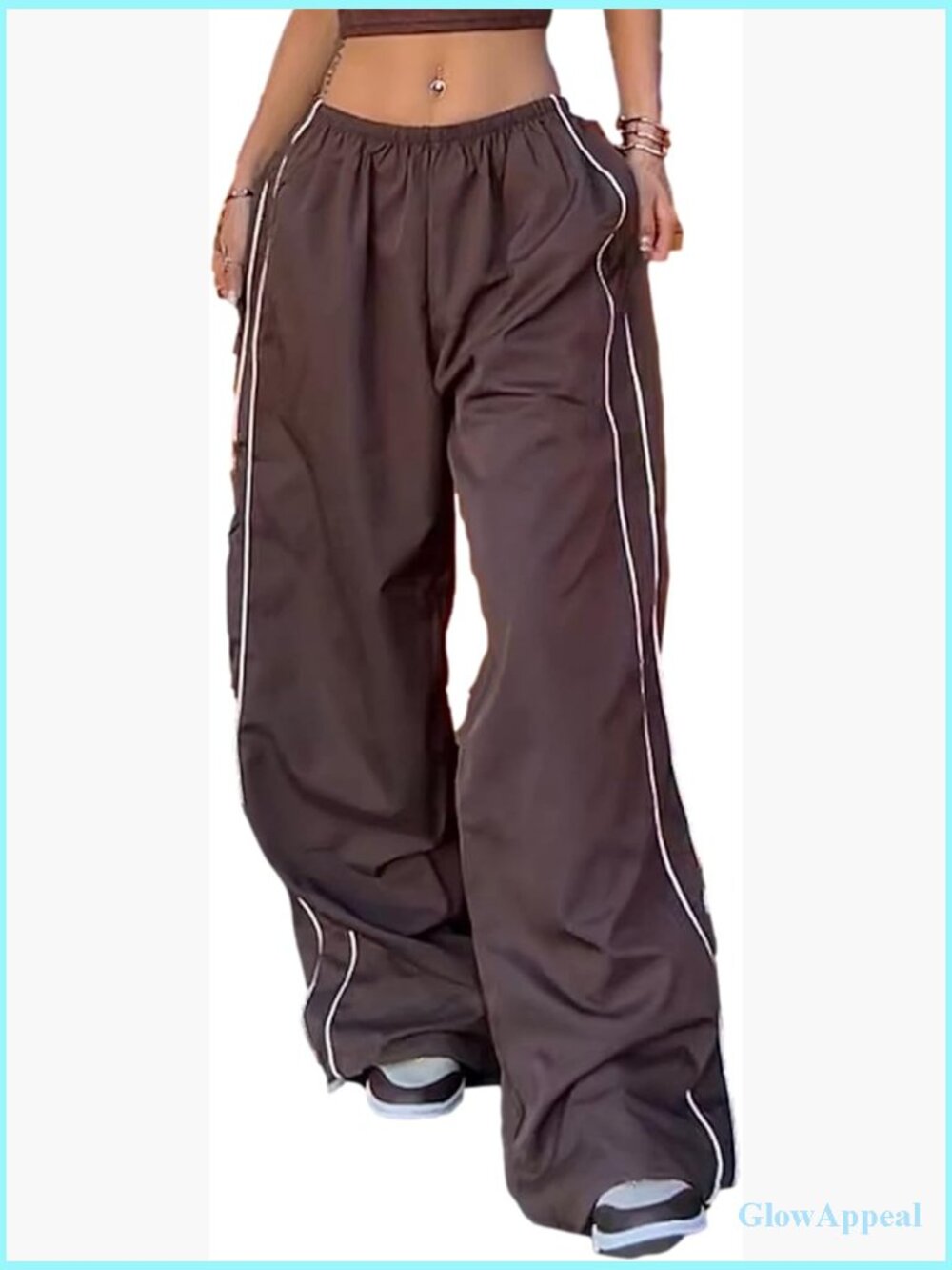 Wide Leg Parachute Pants Y2k Elastic Waist Sweatpants Streetwear Track Pants